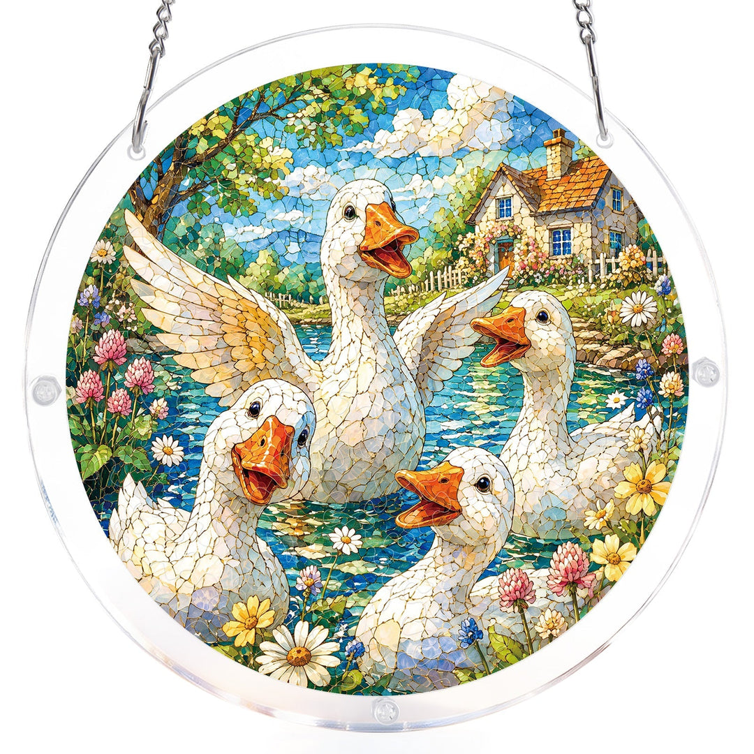 Lakeside Goose Garden Light Suncatcher-Acrylic Window Art