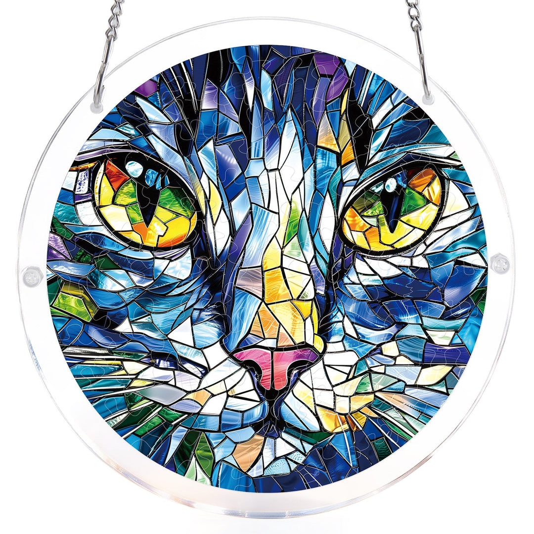 Mosaic Cat Light Suncatcher-Acrylic Window Art