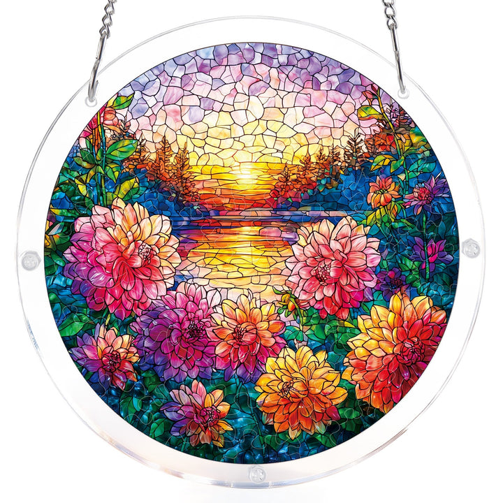 Floral Sunset Haven Light Suncatcher-Acrylic Window Art
