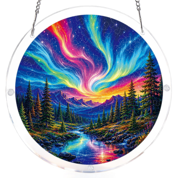 Aurora Mountain Dreamscape Light Suncatcher-Acrylic Window Art