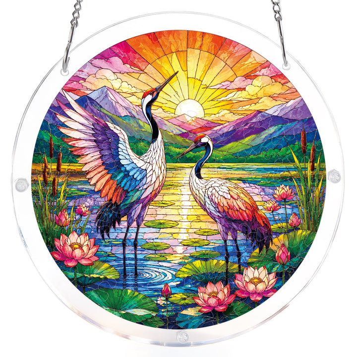 Cranes at Sunrise Light Suncatcher-Acrylic Window Art