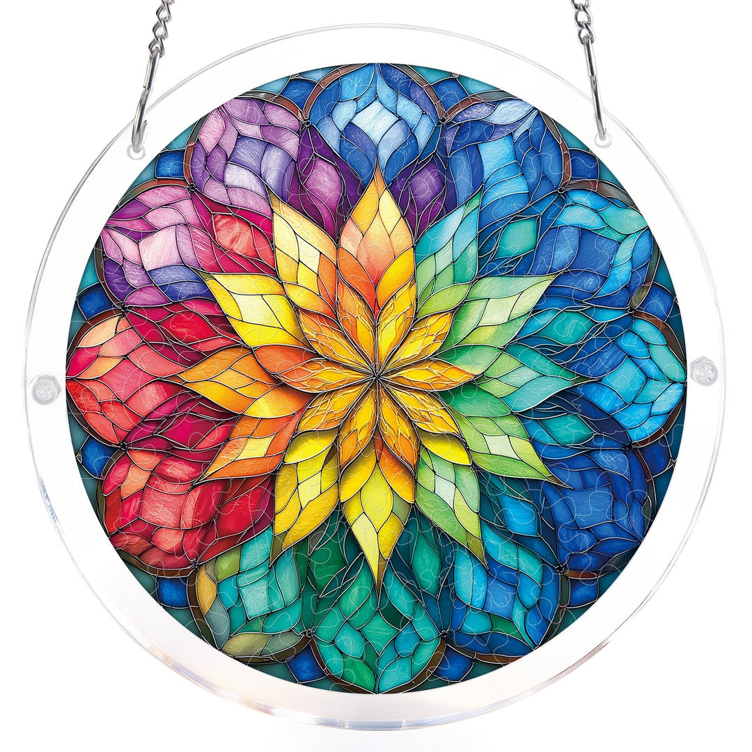 Radiant Flower Wheel Light Suncatcher-Acrylic Window Art