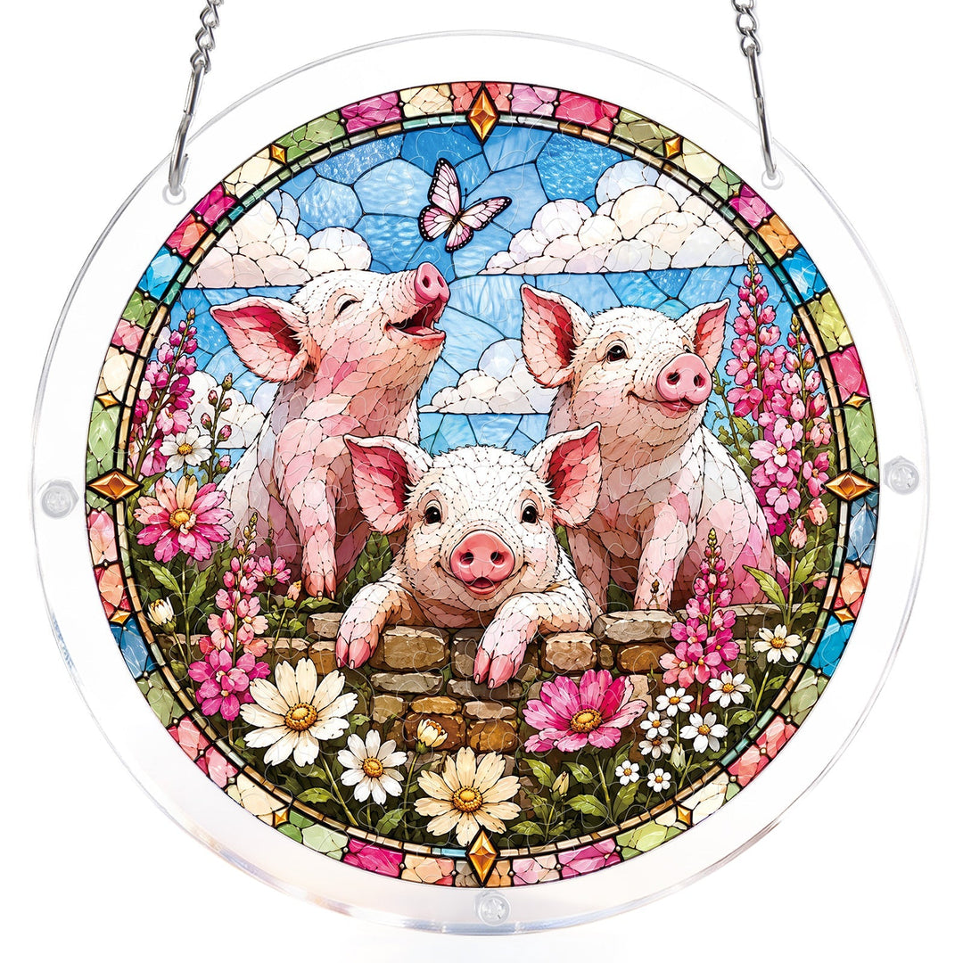 Meadow Piglets Light Suncatcher-Acrylic Window Art