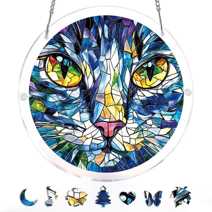 Mosaic Cat Light Suncatcher-Acrylic Window Art