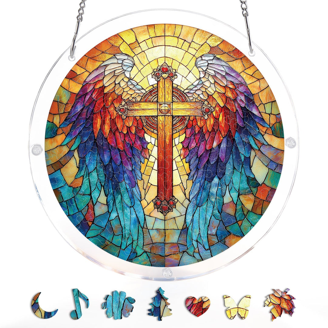 Rainbow Angel Cross Light Suncatcher-Acrylic Window Art