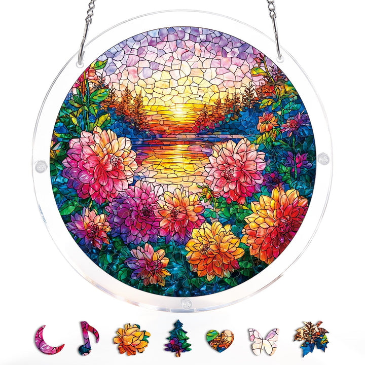 Floral Sunset Haven Light Suncatcher-Acrylic Window Art