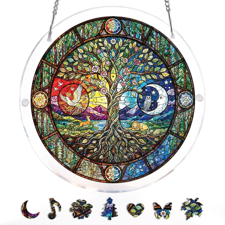 Tree of Day and Night Light Suncatcher-Acrylic Window Art