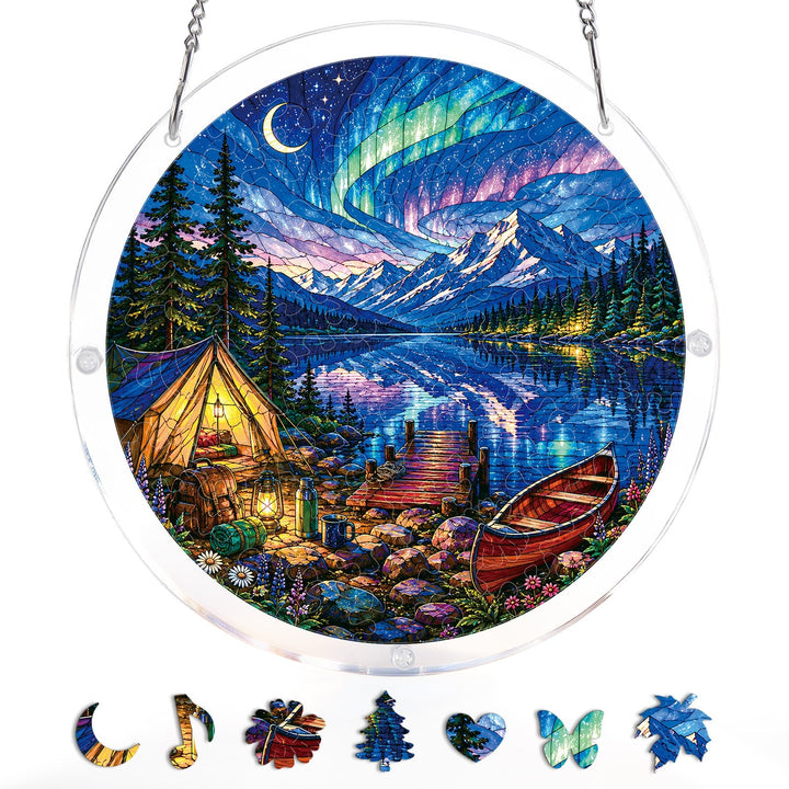 Aurora Lakeside Camping Light Suncatcher-Acrylic Window Art