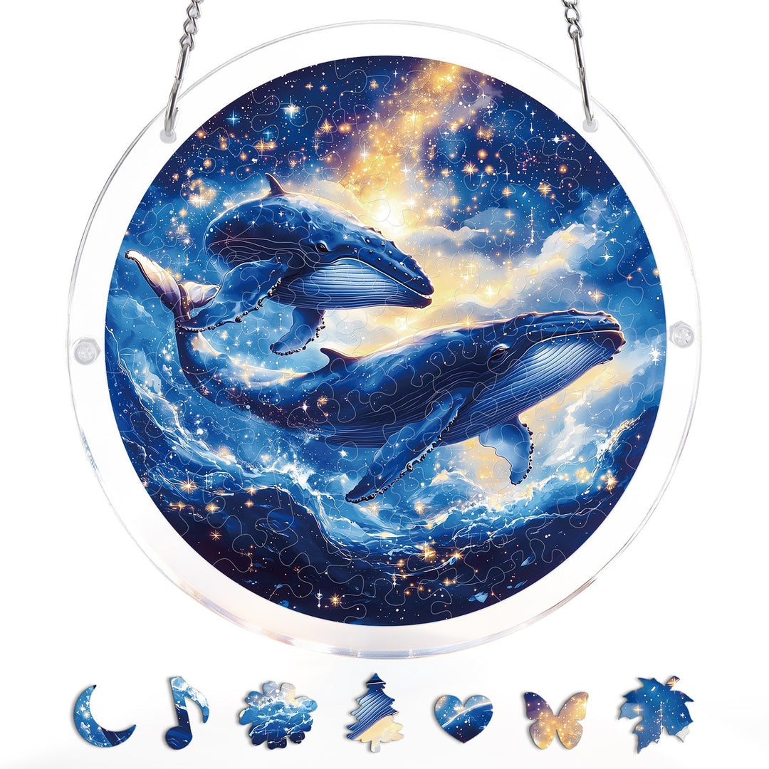 Twin Whales of the Cosmos Light Suncatcher-Acrylic Window Art