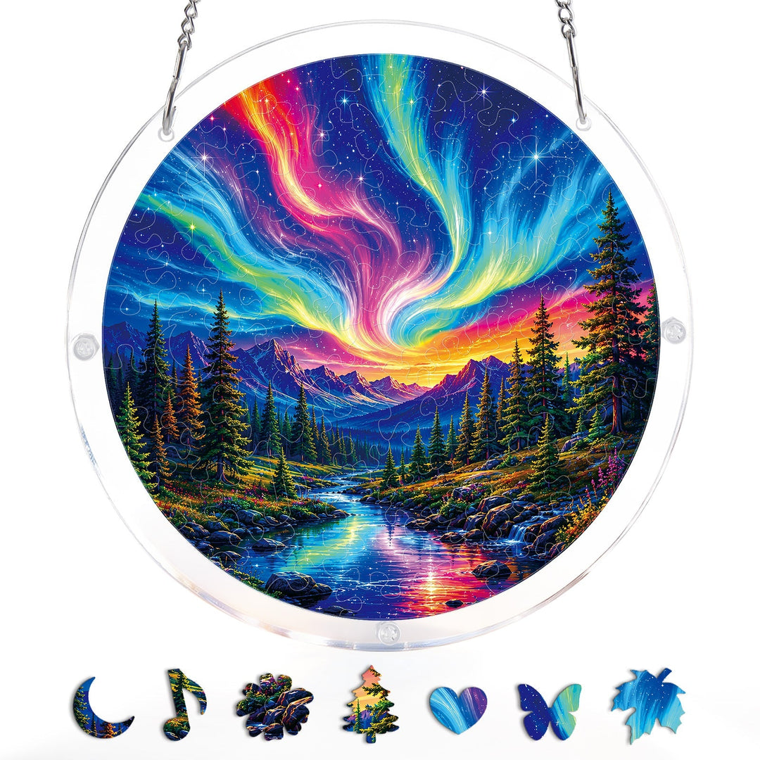 Aurora Mountain Dreamscape Light Suncatcher-Acrylic Window Art