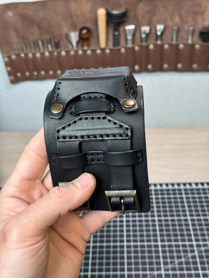 Vintage Cuff Watch Band with Protective Flap – Handmade Strap for Apple Watch