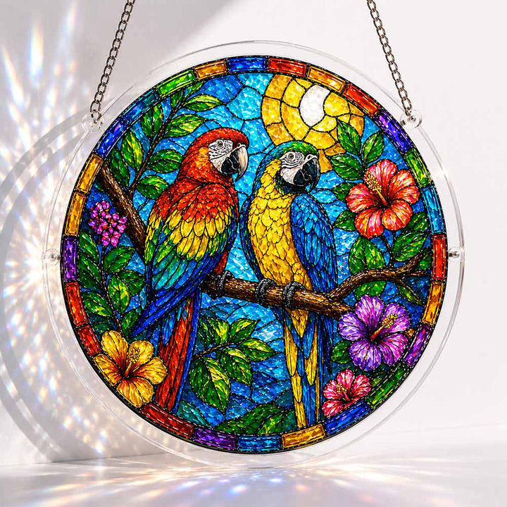 Acrylic Jigsaw Puzzle Suncatcher - Parrot Paradise