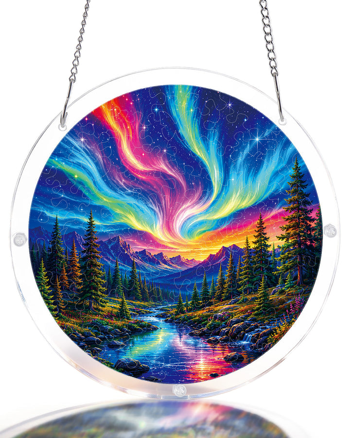 Aurora Mountain Dreamscape Light Suncatcher-Acrylic Window Art