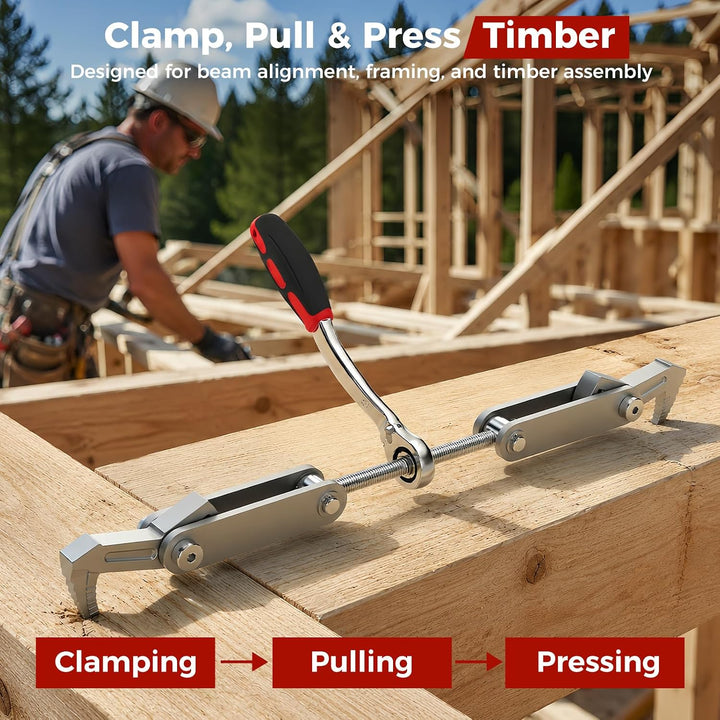 Beam Puller Tool, 4.53 in Ratchet Wall Puller, Galvanized