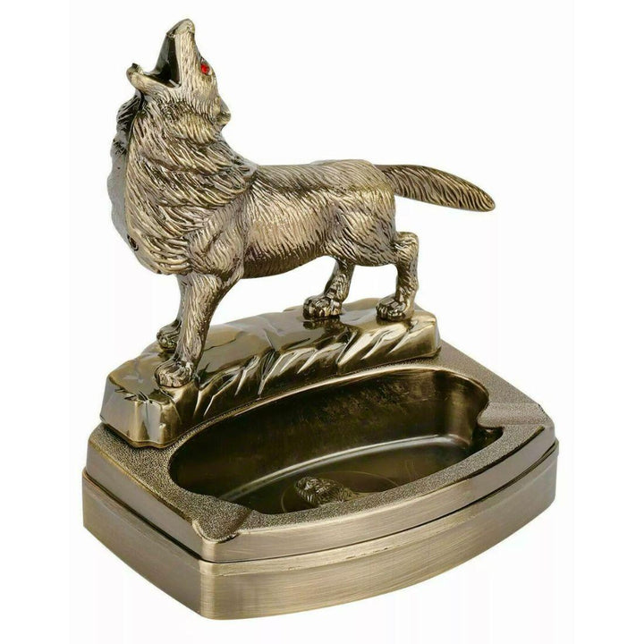 Wolf Ashtray with Built-In Lighter