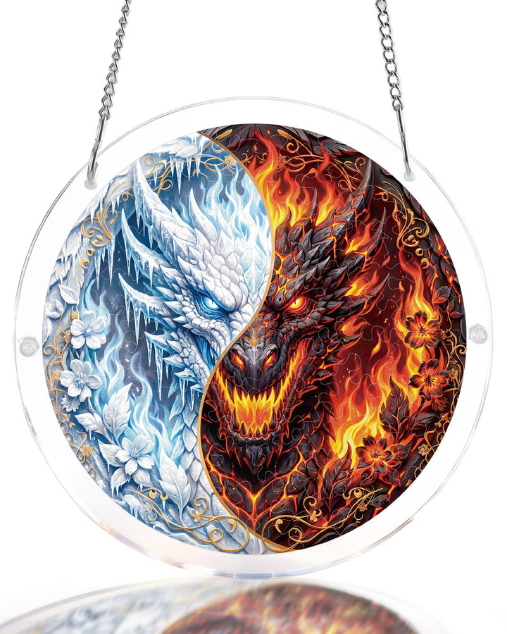 Twin Dragon Realm Light Suncatcher-Acrylic Window Art