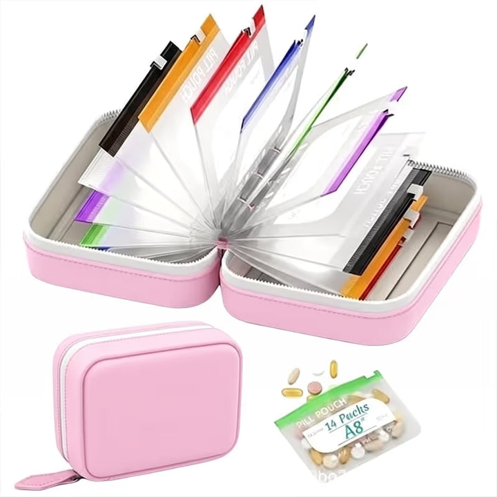 Travel Pill Organizer with Zipper Pouches