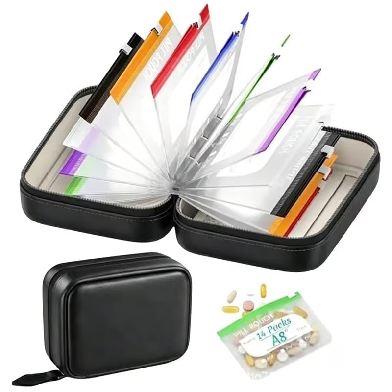 Travel Pill Organizer with Zipper Pouches