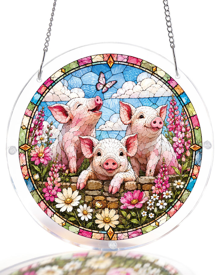 Meadow Piglets Light Suncatcher-Acrylic Window Art