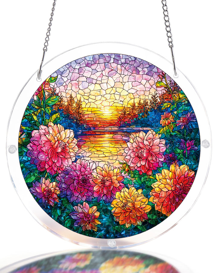 Floral Sunset Haven Light Suncatcher-Acrylic Window Art