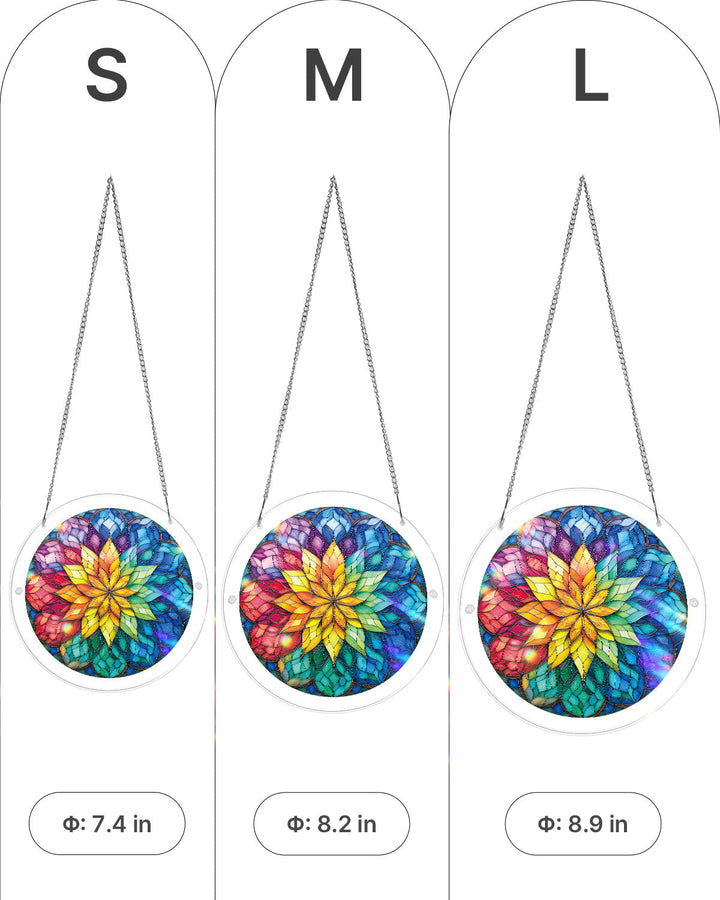 Radiant Flower Wheel Light Suncatcher-Acrylic Window Art