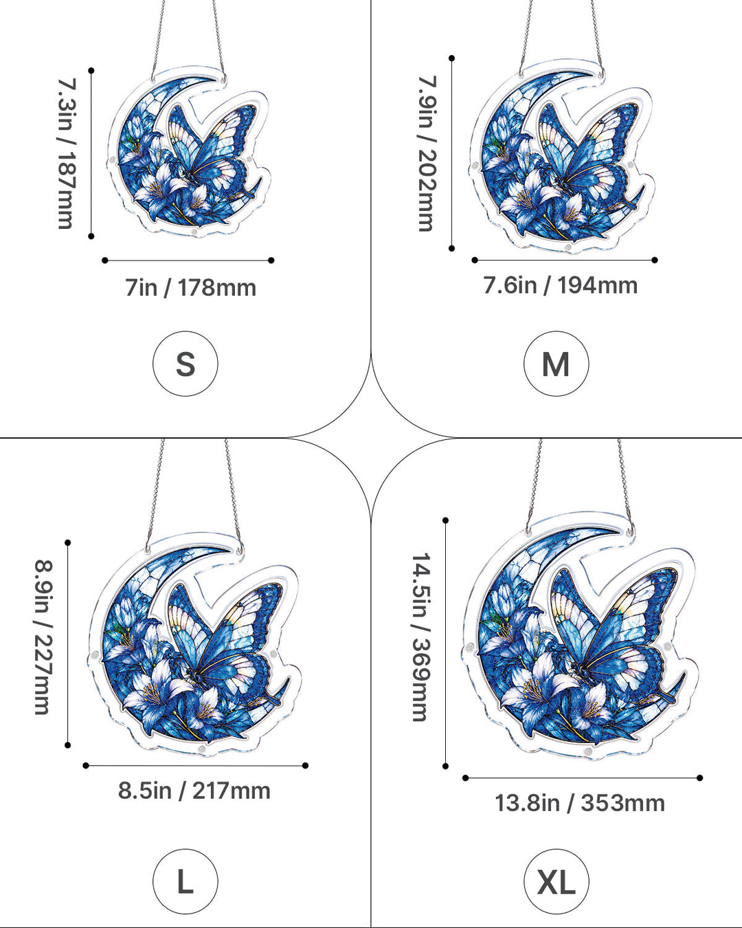 Moonlit Blue Butterflies Light Suncatcher-Acrylic Window Art