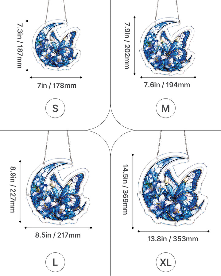 Moonlit Blue Butterflies Light Suncatcher-Acrylic Window Art