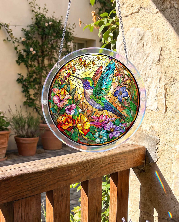 Acrylic Jigsaw Puzzle Suncatcher - Hummingbird Bloom