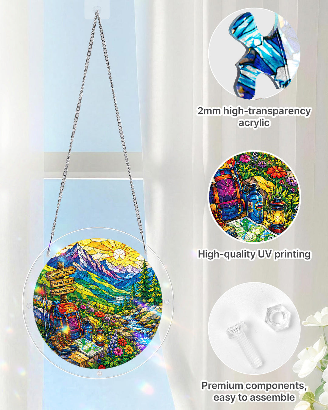 Sunlit Mountain Trail Light Suncatcher-Acrylic Window Art