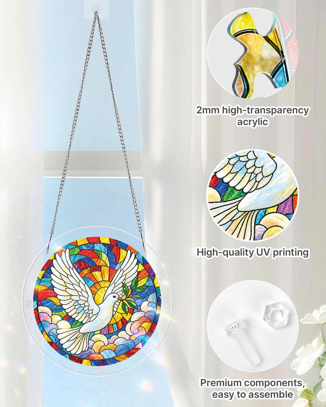 Dove of Dawn Light Suncatcher-Acrylic Window Art