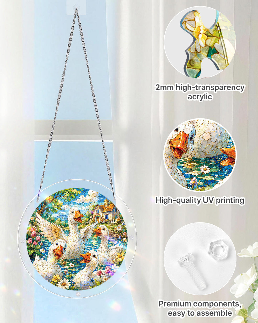 Lakeside Goose Garden Light Suncatcher-Acrylic Window Art