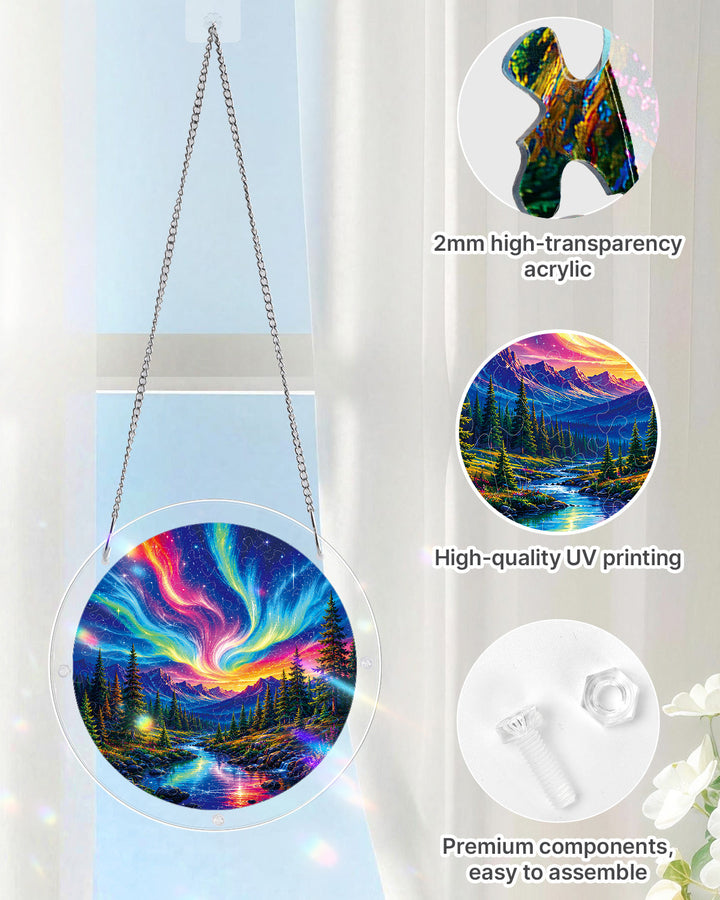 Aurora Mountain Dreamscape Light Suncatcher-Acrylic Window Art