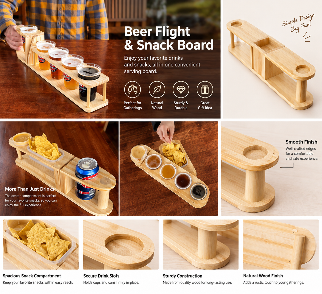 🍻Wooden Beer Flight Tasting Stand