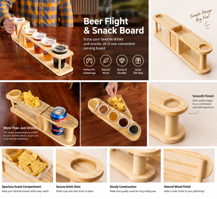 🍻Wooden Beer Flight Tasting Stand
