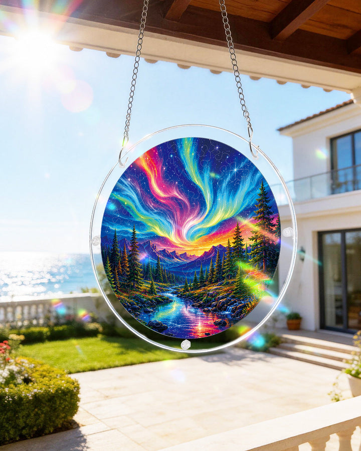 Aurora Mountain Dreamscape Light Suncatcher-Acrylic Window Art