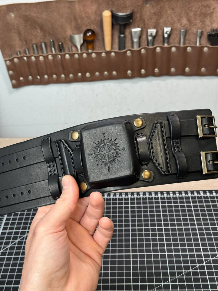 Vintage Cuff Watch Band with Protective Flap – Handmade Strap for Apple Watch