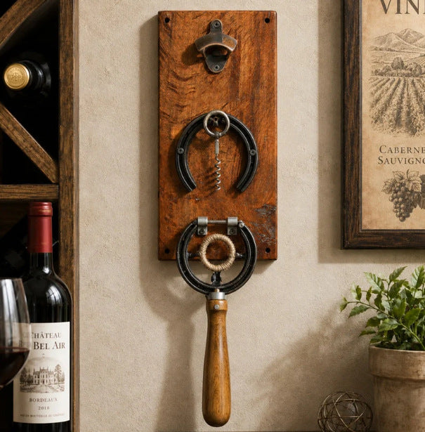 Wall-Mounted Horseshoe Bottle Opener