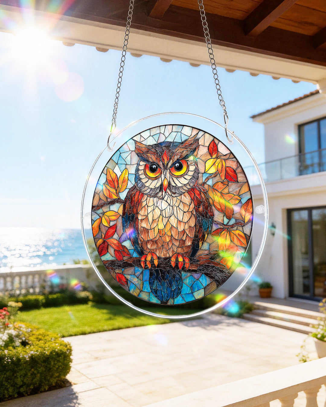 Autumn Owl Light Suncatcher-Acrylic Window Art