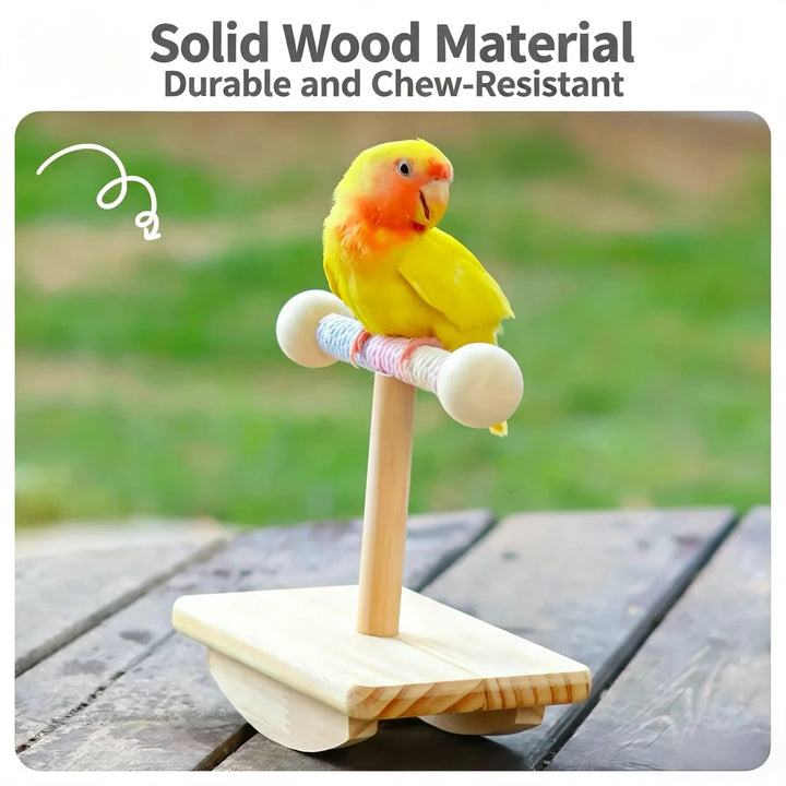 🐦Wooden Rocking Bird Perch – Natural Balance Playground for Small Birds