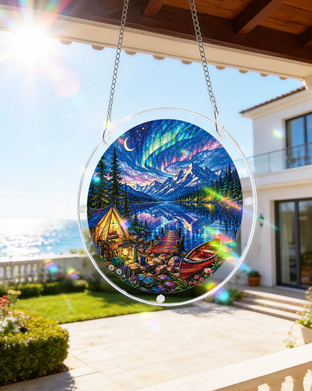Aurora Lakeside Camping Light Suncatcher-Acrylic Window Art