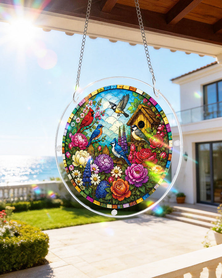 Garden Songbirds Light Suncatcher-Acrylic Window Art