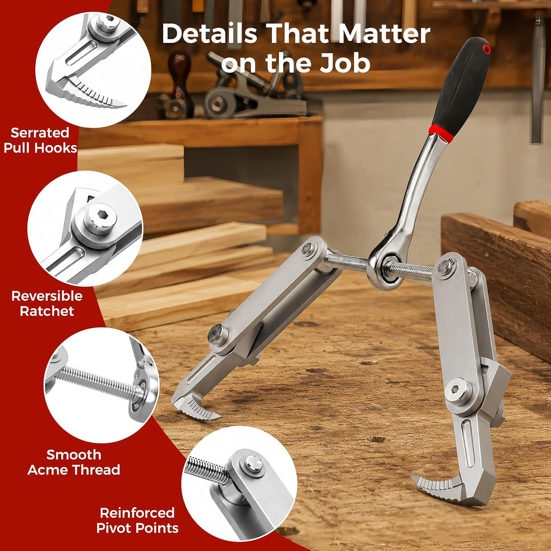 Beam Puller Tool, 4.53 in Ratchet Wall Puller, Galvanized