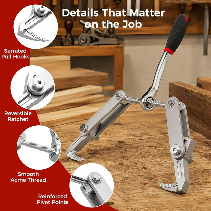 Beam Puller Tool, 4.53 in Ratchet Wall Puller, Galvanized