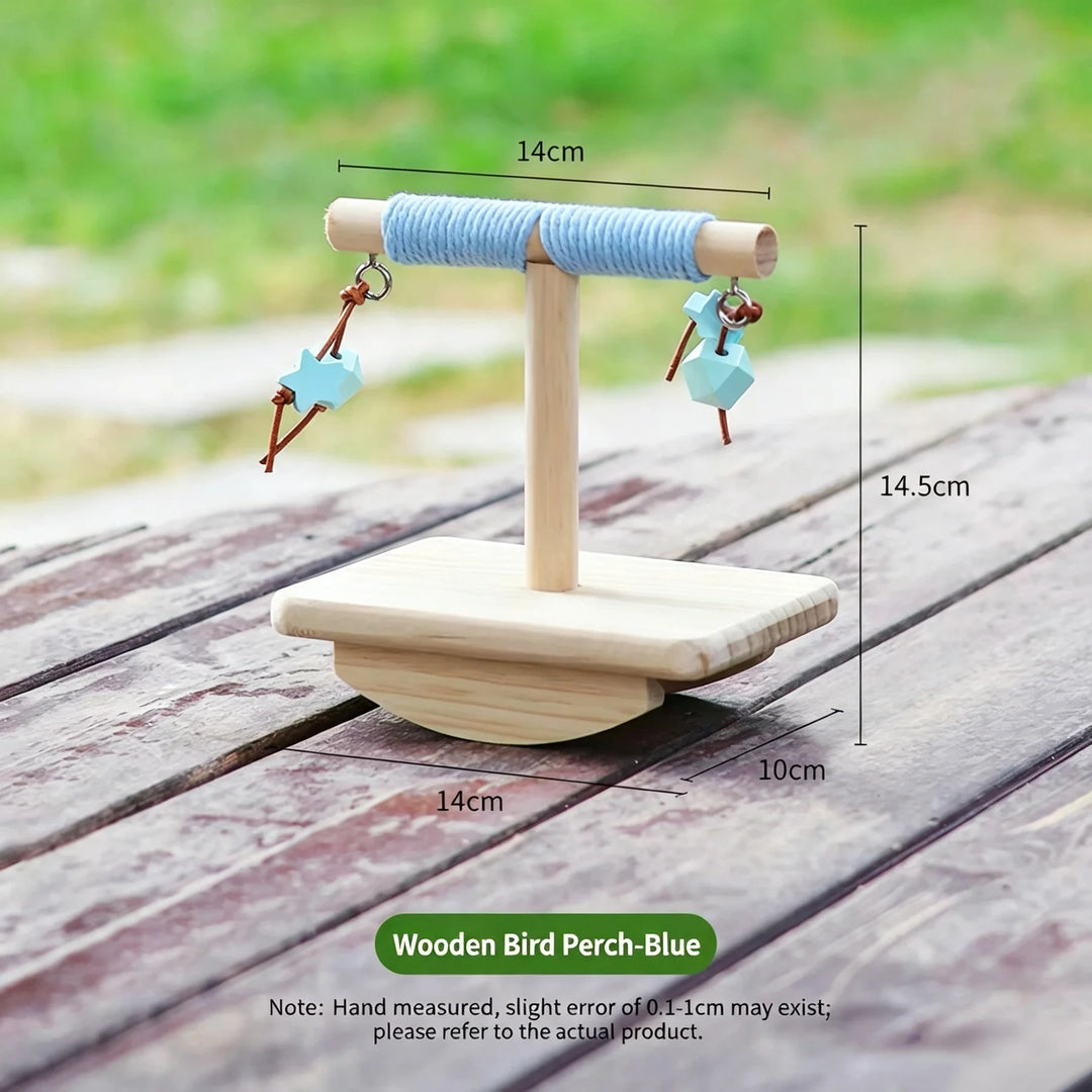 🐦Wooden Rocking Bird Perch – Natural Balance Playground for Small Birds