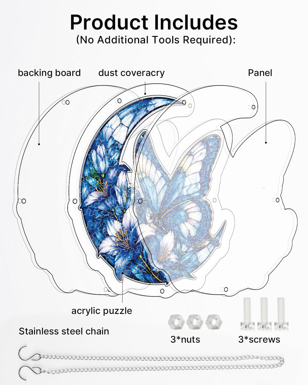 Moonlit Blue Butterflies Light Suncatcher-Acrylic Window Art