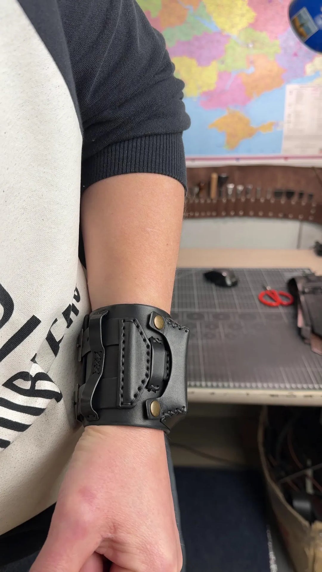 Vintage Cuff Watch Band with Protective Flap – Handmade Strap for Apple Watch