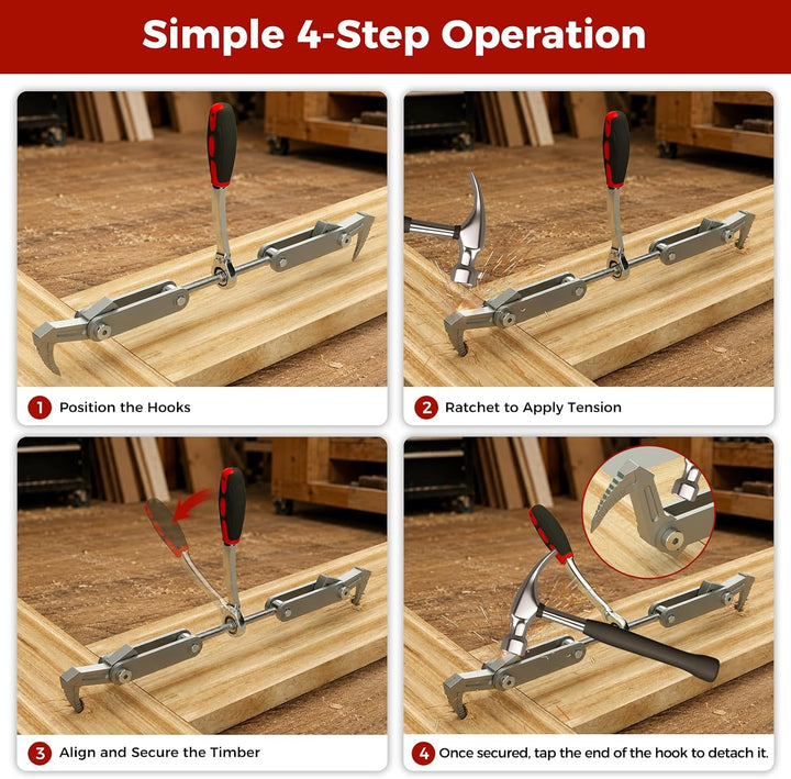 Beam Puller Tool, 4.53 in Ratchet Wall Puller, Galvanized
