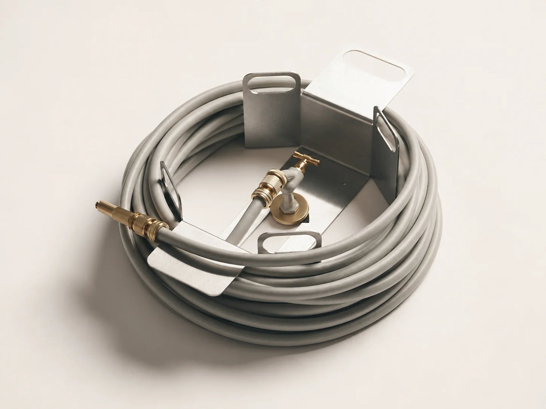 Heavy-Duty Stainless Steel Garden Hose Holder – Wall-Mounted Organizer with 4 Accessory Hooks
