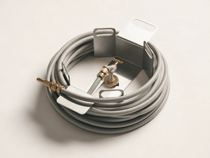 Heavy-Duty Stainless Steel Garden Hose Holder – Wall-Mounted Organizer with 4 Accessory Hooks