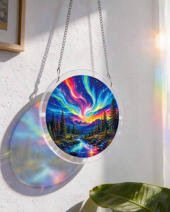 Aurora Mountain Dreamscape Light Suncatcher-Acrylic Window Art